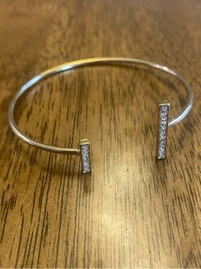 Gold Bar Crystal Open Cuff Bracelet